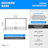 ADA SMC / Solid Surface Shower Base Tray 60" × 32" - Antiskid, 304 S.S Drain Cover & Drainer - BUILDMYPLACE