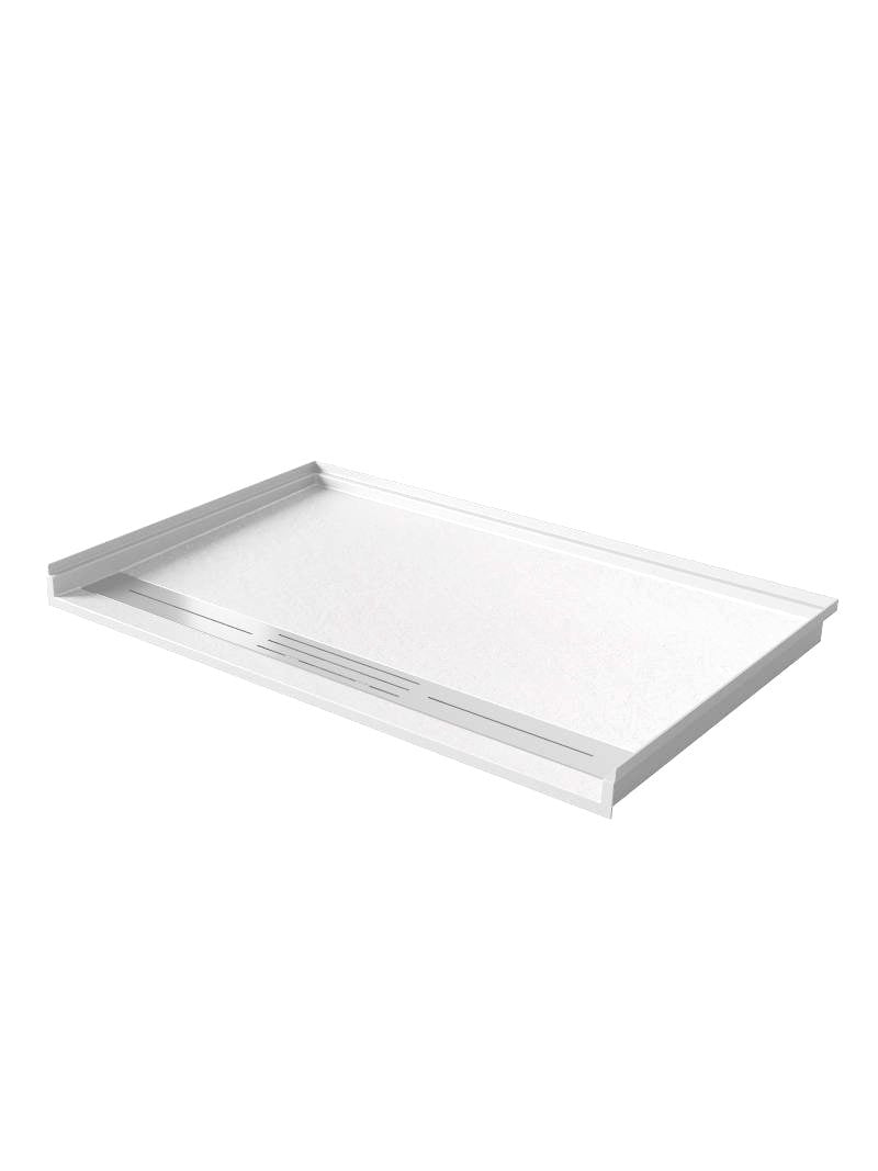 ADA SMC / Solid Surface Shower Base Tray 60" × 32" - Antiskid, 304 S.S Drain Cover & Drainer - BUILDMYPLACE