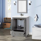 Adak 24 In. Gray Freestanding Bathroom Vanity with Porcelain Sink Top - BUILDMYPLACE