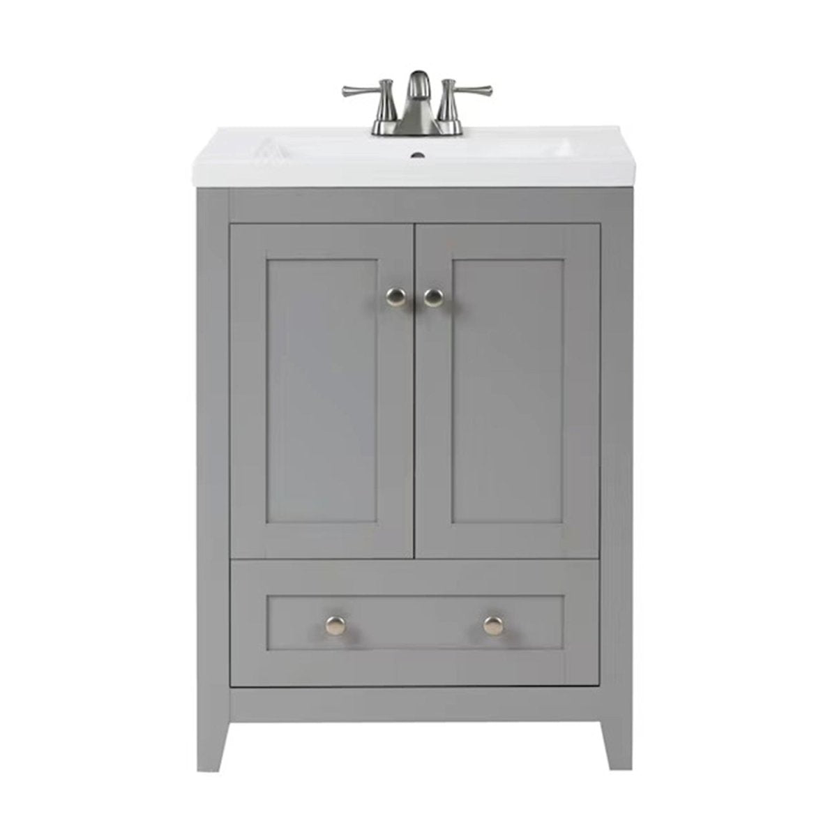 Adak 24 In. Gray Freestanding Bathroom Vanity with Porcelain Sink Top - BUILDMYPLACE