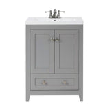 Adak 24 In. Gray Freestanding Bathroom Vanity with Porcelain Sink Top - BUILDMYPLACE