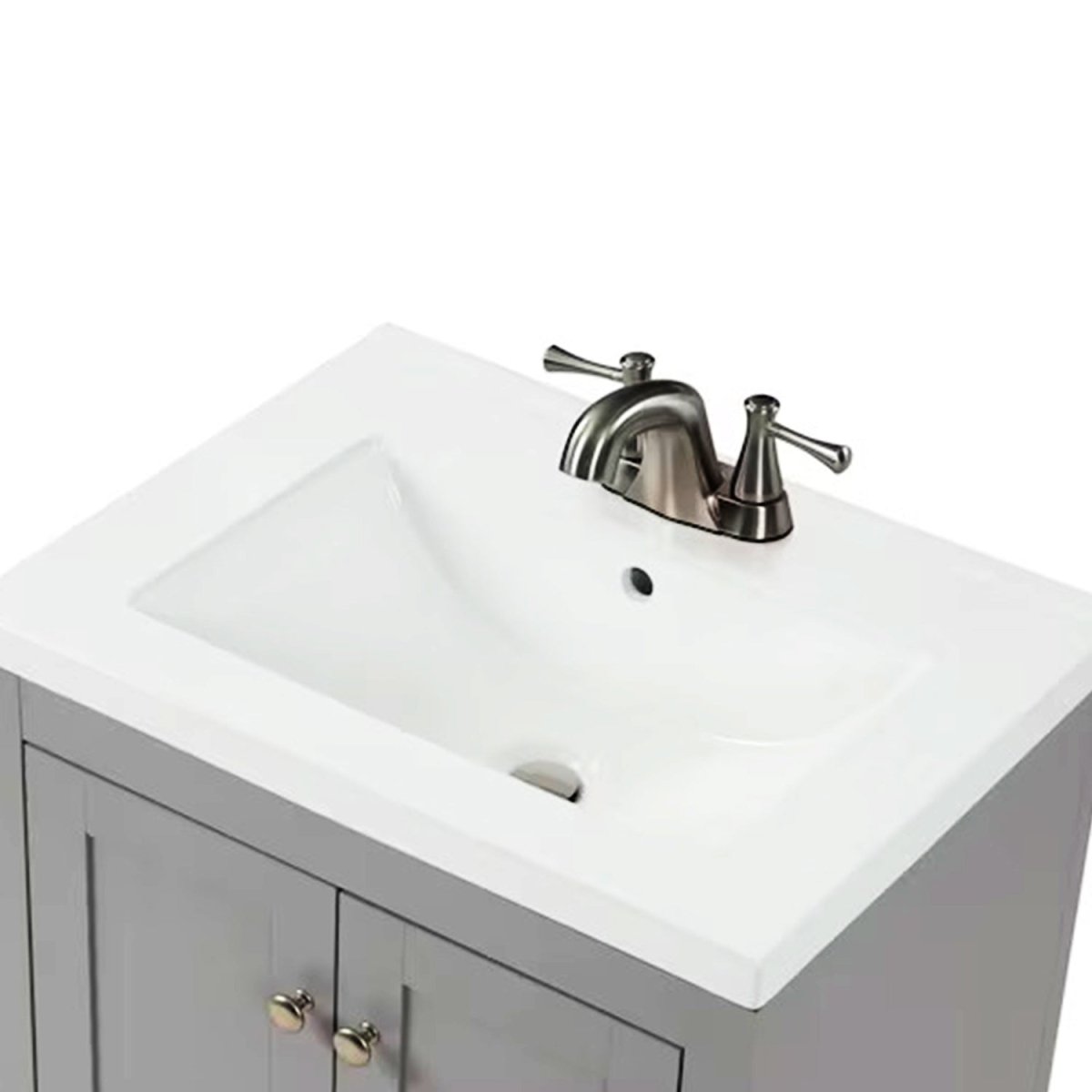 Adak 24 In. Gray Freestanding Bathroom Vanity with Porcelain Sink Top - BUILDMYPLACE