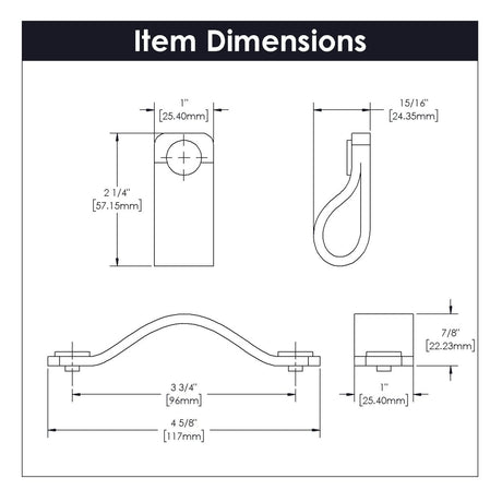 Adjustable Cabinet Pulls 3 - 3/4 Inch (96mm) Center to Center In Brown Leather with Chrome or Antique Brass option - Hickory Hardware - BUILDMYPLACE