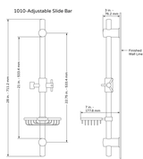 Adjustable Slide Bar Shower Panel Accessory - 28 X 6 X 7 - Brushed Nickel - BUILDMYPLACE