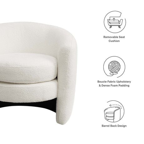 Affinity Upholstered Boucle Fabric Curved Back Armchair - BUILDMYPLACE