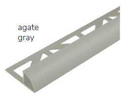DURAL DURONDELL 3/8 in. x 8' 2-1/2 in. Round Edge Metal Profile Tile Trim Aluminum Powder Coated Agate Gray (RAL 7038)
