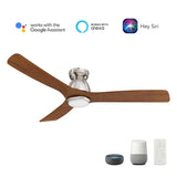 AKRON 52 inch 3 - Blade Flush Mount Smart Ceiling Fan with LED Light & Remote - LEDMyPlace