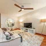 AKRON 52 inch 3 - Blade Flush Mount Smart Ceiling Fan with LED Light & Remote - LEDMyPlace