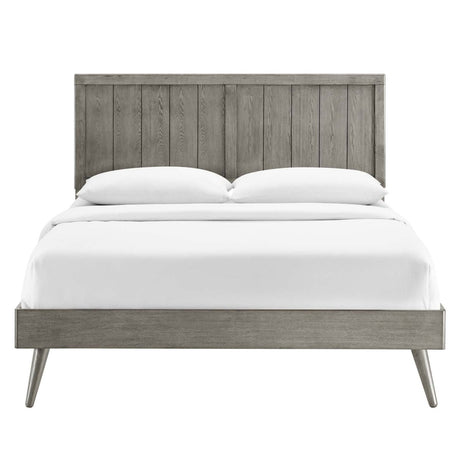 Alana King Wood Platform Bed With Splayed Legs - BUILDMYPLACE