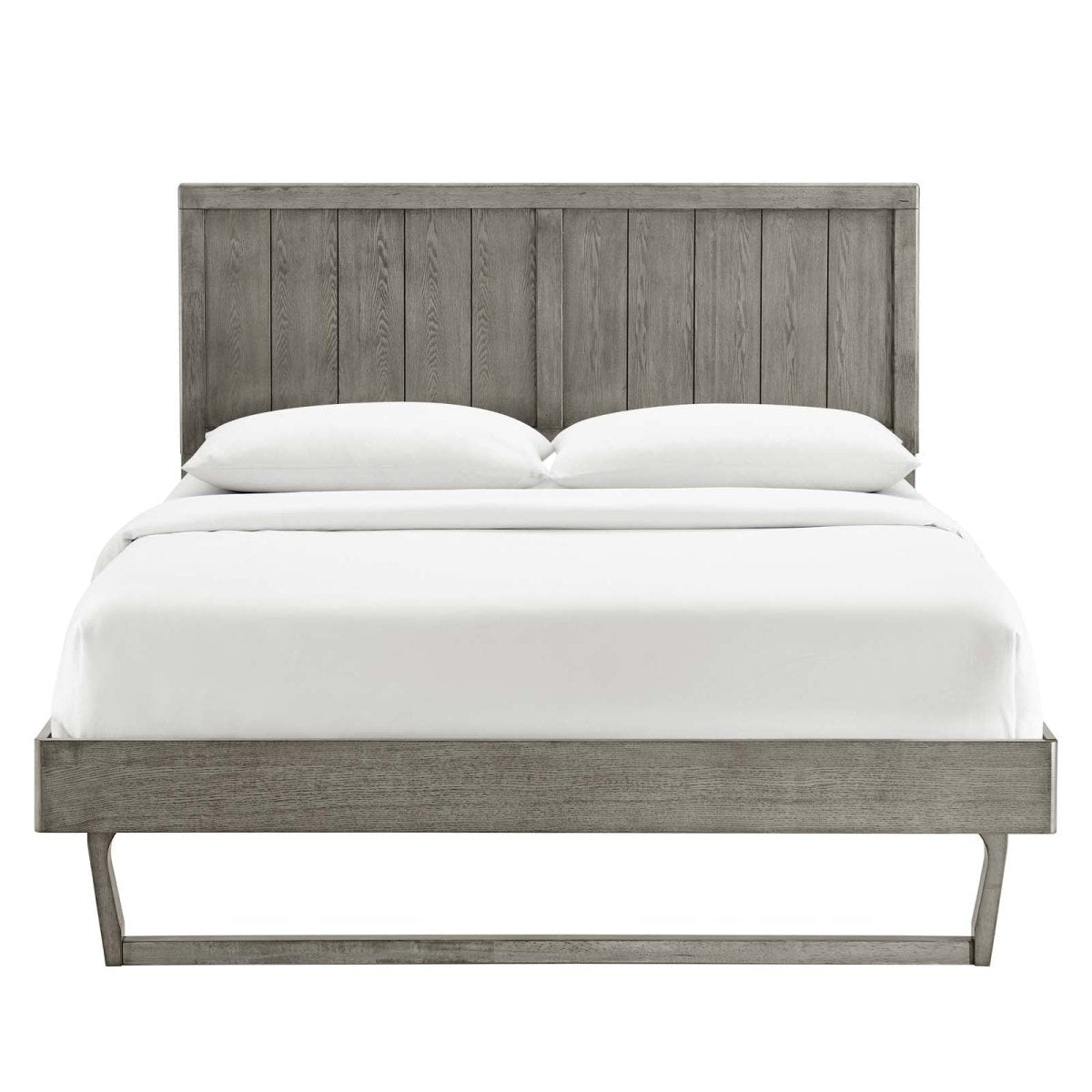 Alana Queen Wood Platform Bed With Angular Frame - BUILDMYPLACE