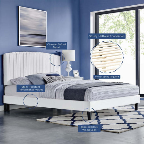 Alessi Performance Velvet Full Platform Bed - BUILDMYPLACE