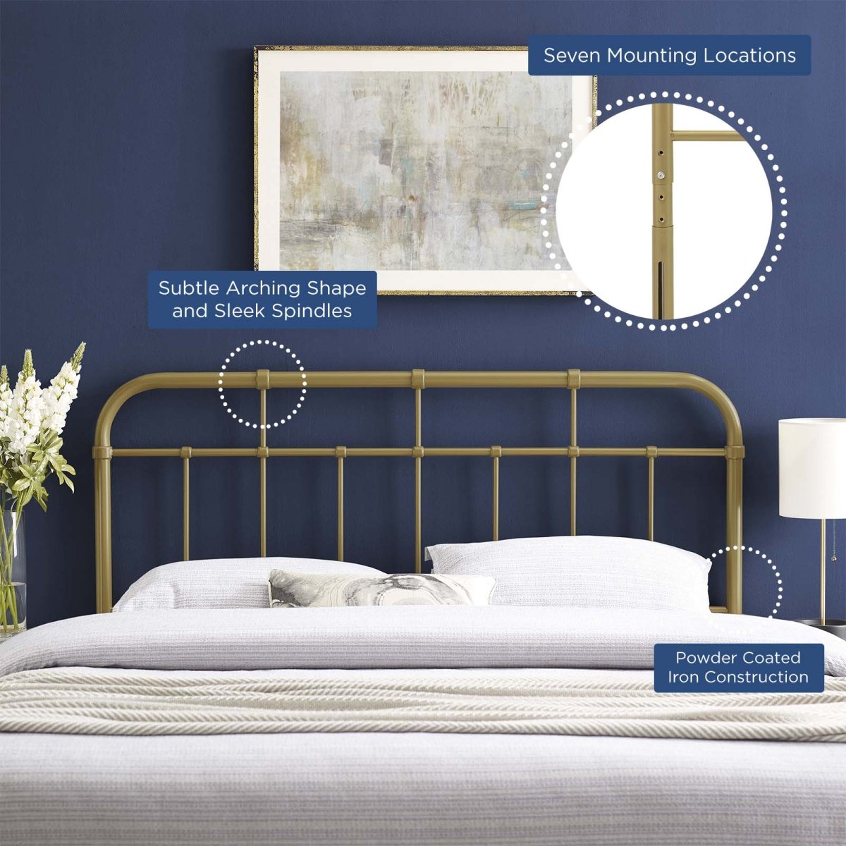 Alessia King Metal Headboard - BUILDMYPLACE