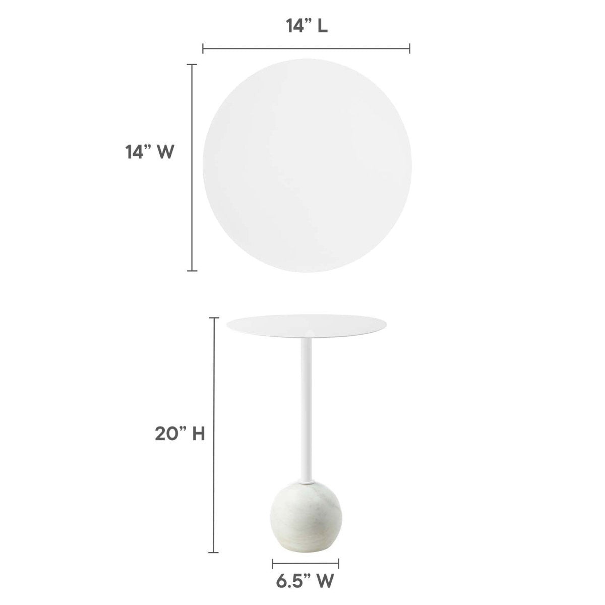 Aliza Round White Marble Side Table - BUILDMYPLACE