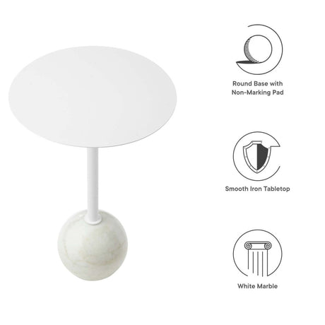 Aliza Round White Marble Side Table - BUILDMYPLACE