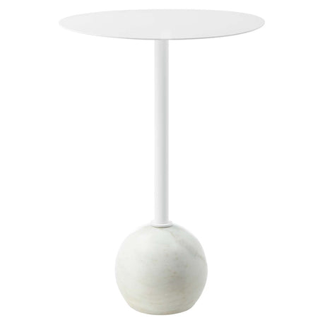 Aliza Round White Marble Side Table - BUILDMYPLACE
