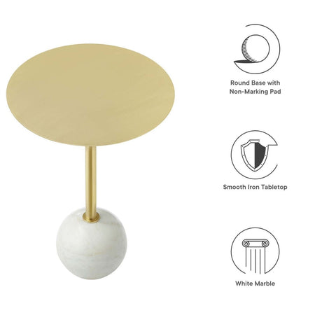 Aliza Round White Marble Side Table - BUILDMYPLACE