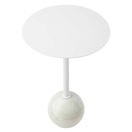 Aliza Round White Marble Side Table - BUILDMYPLACE