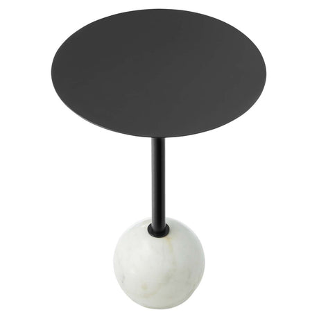 Aliza Round White Marble Side Table - BUILDMYPLACE
