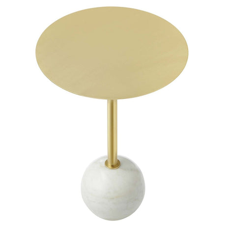 Aliza Round White Marble Side Table - BUILDMYPLACE