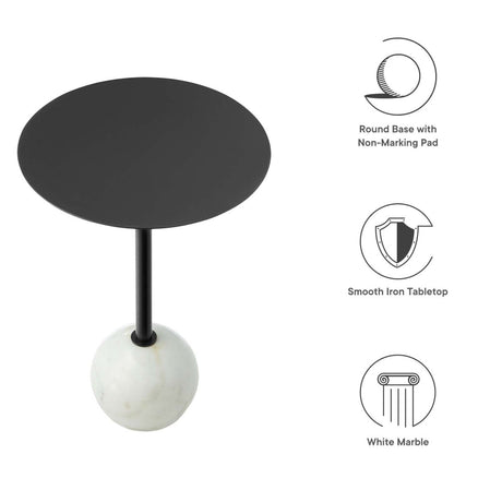 Aliza Round White Marble Side Table - BUILDMYPLACE