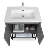 Allen Freestanding Bathroom Vanity With Sink, 2 Doors & Open Shelf Storage - BUILDMYPLACE