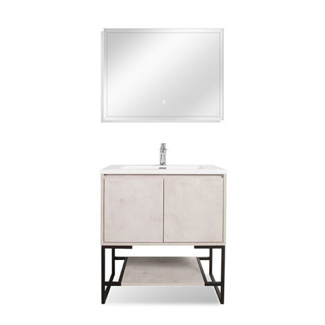 Allen Freestanding Bathroom Vanity With Sink, 2 Doors & Open Shelf Storage - BUILDMYPLACE