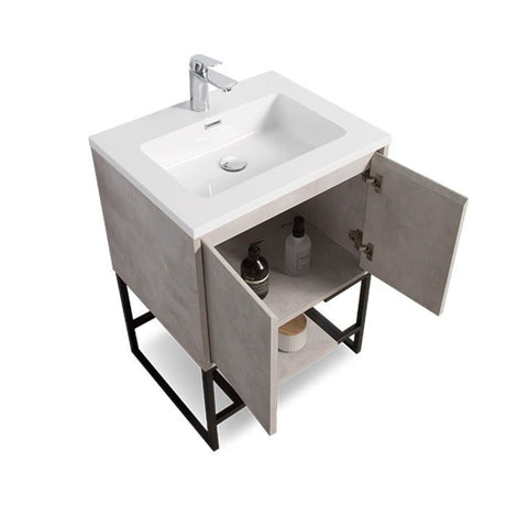 Allen Freestanding Bathroom Vanity With Sink, 2 Doors & Open Shelf Storage - BUILDMYPLACE