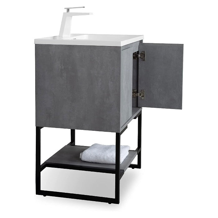 Allen Freestanding Bathroom Vanity With Sink, 2 Doors & Open Shelf Storage - BUILDMYPLACE