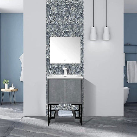 Allen Freestanding Bathroom Vanity With Sink, 2 Doors & Open Shelf Storage - BUILDMYPLACE