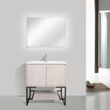 Allen Freestanding Bathroom Vanity With Sink, 2 Doors & Open Shelf Storage - BUILDMYPLACE