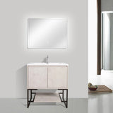 Allen Freestanding Bathroom Vanity With Sink, 2 Doors & Open Shelf Storage - BUILDMYPLACE