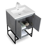 Allen Freestanding Bathroom Vanity With Sink, 2 Doors & Open Shelf Storage - BUILDMYPLACE