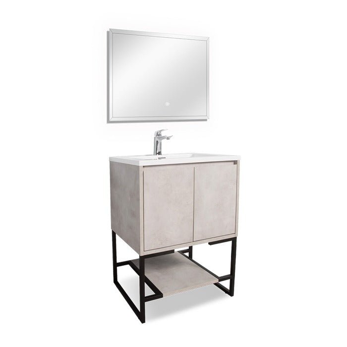 Allen Freestanding Bathroom Vanity With Sink, 2 Doors & Open Shelf Storage - BUILDMYPLACE