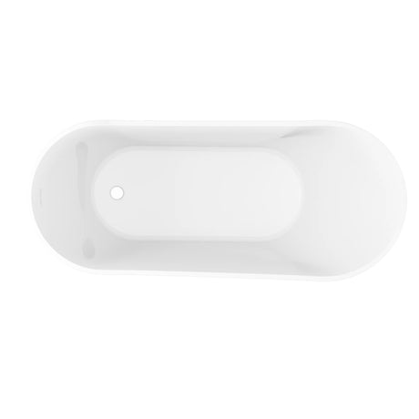 Allure 67 in. Acrylic Freestanding Soaking Bathtub in Glossy White with Chrome - Plated Drain Cover & Pop Up - Overflow Hole - BUILDMYPLACE