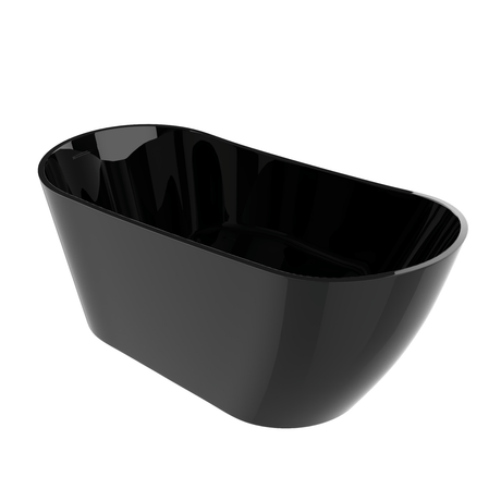 Allure 67 In. Freestanding Soaking Acrylic Bathtub in Glossy Black with Matt Black Plated - Left Drain - BUILDMYPLACE