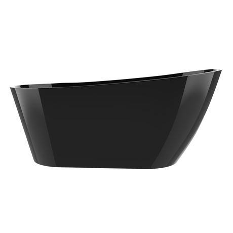 Allure 67 In. Freestanding Soaking Acrylic Bathtub in Glossy Black with Matt Black Plated - Left Drain - BUILDMYPLACE