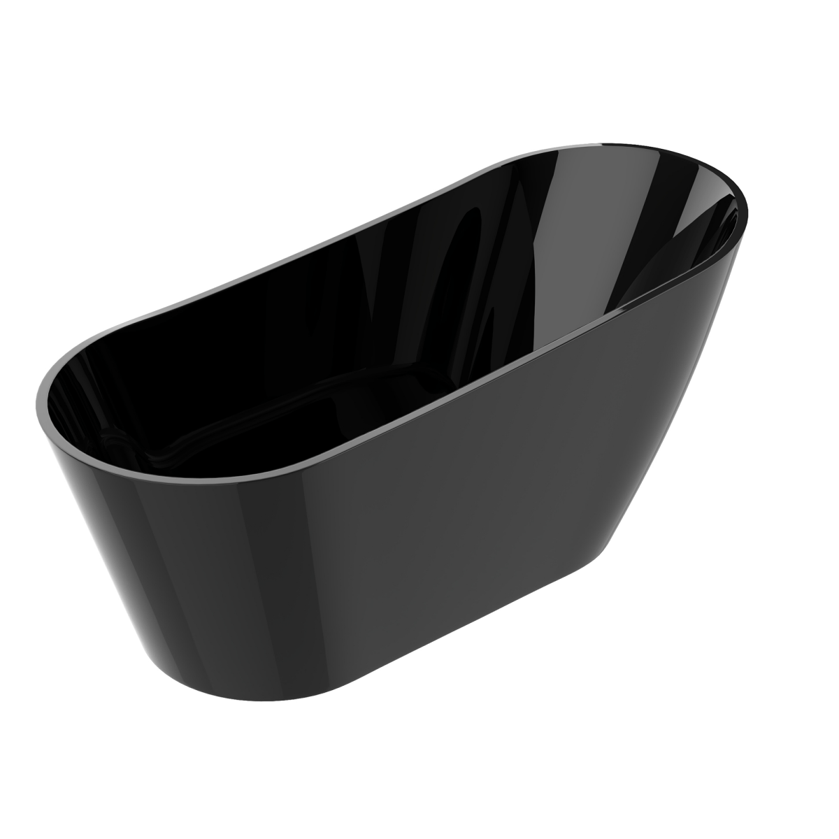 Allure 67 In. Freestanding Soaking Acrylic Bathtub in Glossy Black with Matt Black Plated - Left Drain - BUILDMYPLACE