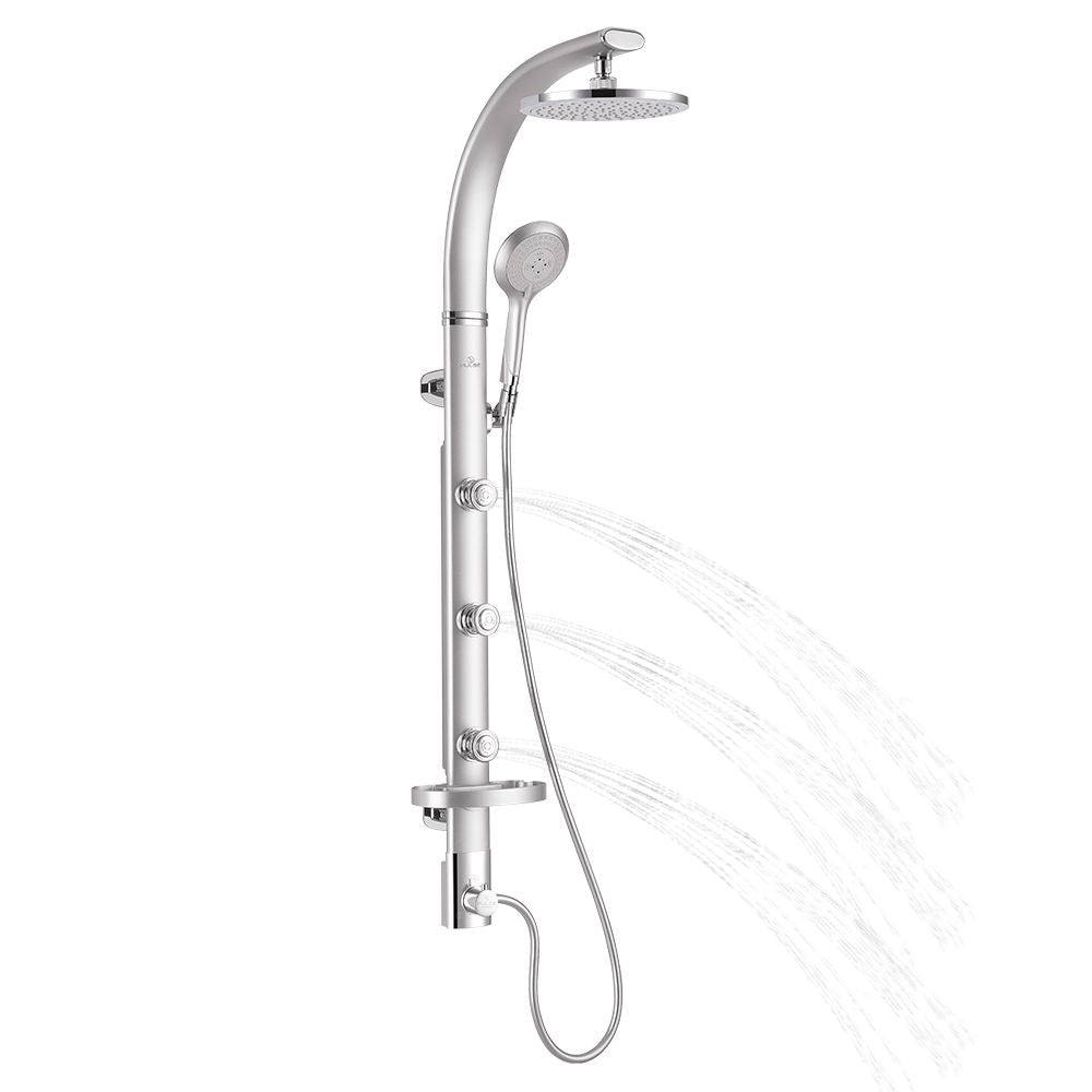 Aluminum Shower System Bonzai W/ 8"Rain Showerhead - Surface Mounted - Multi Function Handshower - BUILDMYPLACE