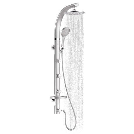 Aluminum Shower System Bonzai W/ 8"Rain Showerhead - Surface Mounted - Multi Function Handshower - BUILDMYPLACE