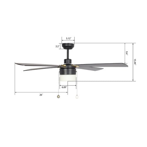 AMALFI 52" In. Black/Black 4 Blade Smart Ceiling Fan with LED Light Kit Works with Pull Chain - BUILDMYPLACE