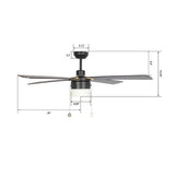 AMALFI 52" In. Black/Black 4 Blade Smart Ceiling Fan with LED Light Kit Works with Pull Chain - BUILDMYPLACE