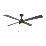 AMALFI 52" In. Black/Black 4 Blade Smart Ceiling Fan with LED Light Kit Works with Pull Chain - BUILDMYPLACE