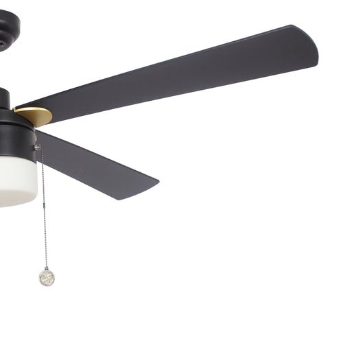 AMALFI 52" In. Black/Black 4 Blade Smart Ceiling Fan with LED Light Kit Works with Pull Chain - BUILDMYPLACE