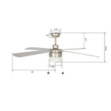 AMALFI 52" In. Brushed Nickel/Silver 4 Blade Smart Ceiling Fan with LED Light Kit Works with Pull Chain - BUILDMYPLACE