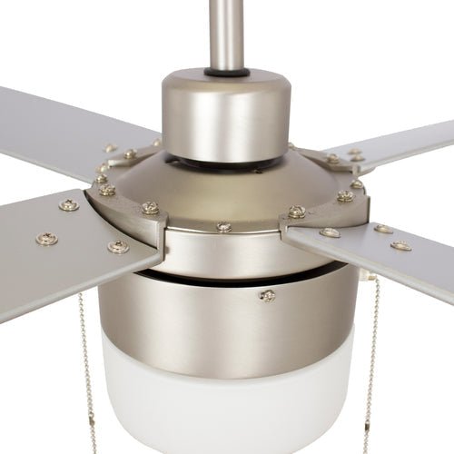 AMALFI 52" In. Brushed Nickel/Silver 4 Blade Smart Ceiling Fan with LED Light Kit Works with Pull Chain - BUILDMYPLACE