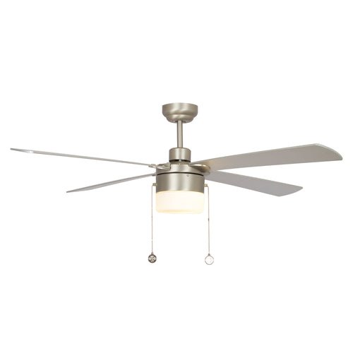 AMALFI 52" In. Brushed Nickel/Silver 4 Blade Smart Ceiling Fan with LED Light Kit Works with Pull Chain - BUILDMYPLACE