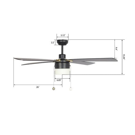 AMALFI 52 inch 4 - Blade best Ceiling Fan with Pull Chain - Black/Black - LEDMyPlace