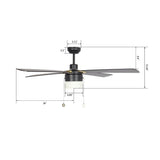 AMALFI 52 inch 4 - Blade Ceiling Fan with LED Light & Pull Chain - LEDMyPlace