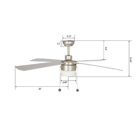 AMALFI 52 inch 4 - Blade Ceiling Fan with LED Light & Pull Chain - LEDMyPlace
