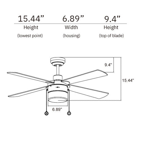 AMALFI 52 inch 4 - Blade Ceiling Fan with LED Light & Pull Chain - LEDMyPlace